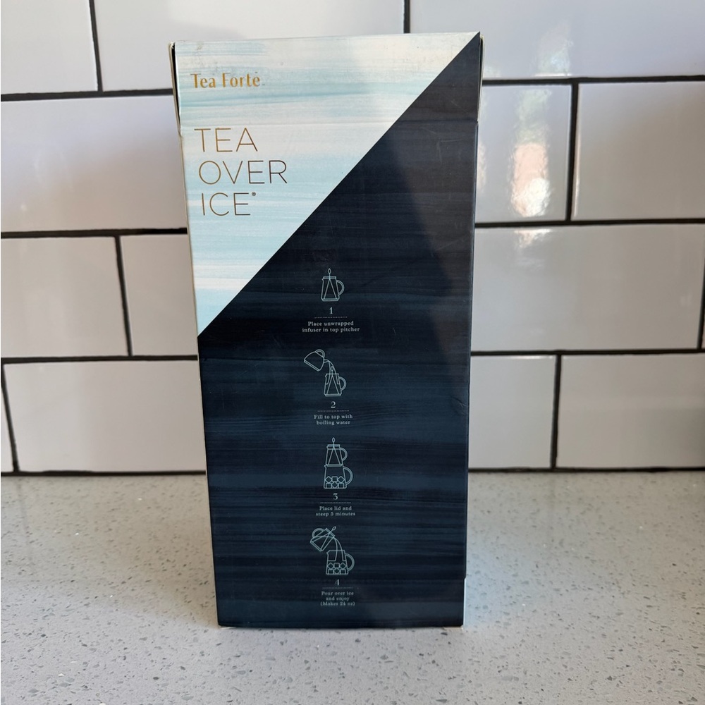 NIB Tea Forte Tea Over Ice Pitcher Set - Clear - Picture 3 of 8